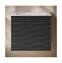 Swiss Madison24" Wall-Mounted Bathroom Vanity in Black Oak with 3-Hole Centerset Sink Top