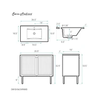 Swiss Madison Classe 36" Freestanding Bathroom Vanity in Oak with Sink Top