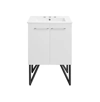 Swiss Madison Annecy 24 in. White Bathroom Vanity With White, 3-Hole Ceramic Sink Top