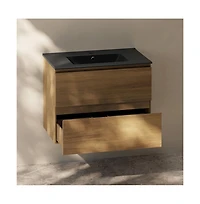 Swiss Madison Liberte 30" Wall-Mounted Bathroom Vanity in Brown Oak with Sink Top