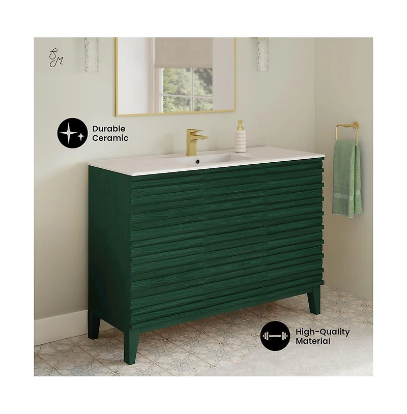 Swiss MadisonCascade 48" Freestanding Bathroom Vanity in Green Oak with Sink Top
