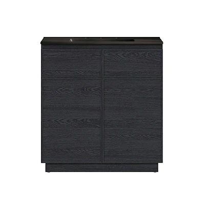 Swiss Madison36" Freestanding Bathroom Vanity in Black Oak, Black 3-Hole Widespread Sink Top