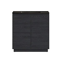 Swiss Madison36" Freestanding Bathroom Vanity in Black Oak, Black 3-Hole Widespread Sink Top