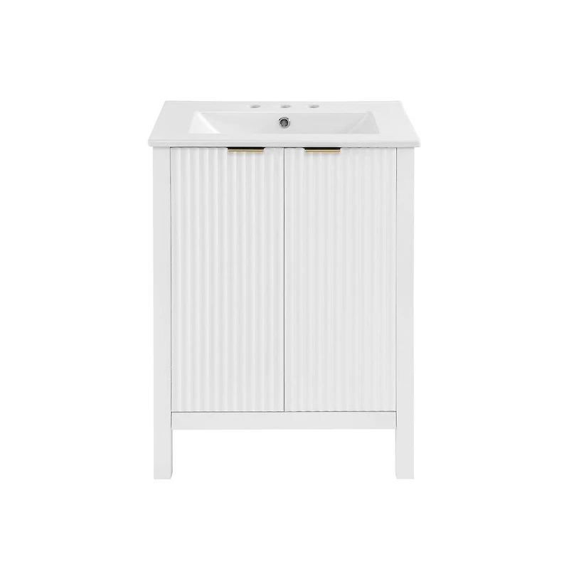 Swiss Madison Bastille 24 in. White Bathroom Vanity With White, 3-Hole Ceramic Sink Top