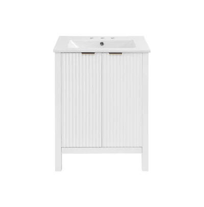 Swiss Madison Bastille 24 in. White Bathroom Vanity With White, 3-Hole Ceramic Sink Top
