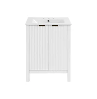 Swiss Madison Bastille 24 in. White Bathroom Vanity With White, 3-Hole Ceramic Sink Top