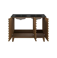 Swiss Madison 48 in. Brown Oak, Double Basin Bathroom Vanity With Black Ceramic Sink Top