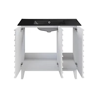 Swiss MadisonCascade 36 in. White Oak Bathroom Vanity With Black Ceramic Sink Top