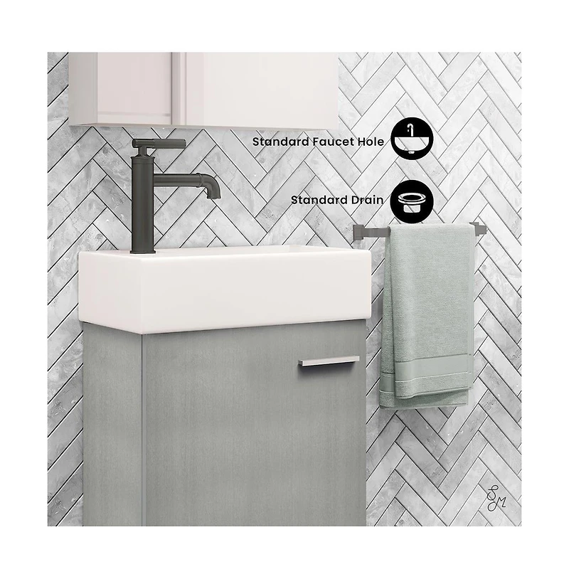 Swiss Madison Colmer 18 Single, Brushed Gray, One Cabinet, Bathroom Vanity