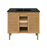 Swiss MadisonBron 36" Freestanding Bathroom Vanity in Golden Oak with Black Sink Top