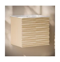 Swiss Madison 24" Wall-Mounted Bathroom Vanity in Natural Oak with 3-Hole Widespread Sink Top