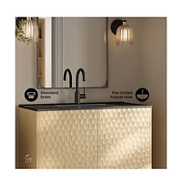 Swiss Madison Bosse 36" Freestanding Bathroom Vanity in Natural Oak with Black Sink Top