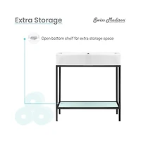 Swiss Madison Pierre 32" Open Shelf Black Frame Freestanding Bathroom Vanity with Sink Top