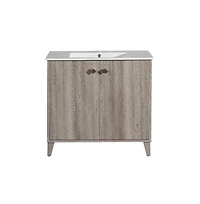 Swiss Madison Eclair 36" Freestanding Bathroom Vanity in Gray Oak with Sink Top