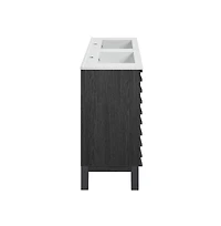 Swiss Madison 48 in. Black Oak, Double Basin Bathroom Vanity With White Ceramic Sink Top