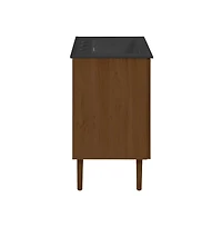 Swiss Madison 24" Freestanding Bathroom Vanity in Brown Oak, Black 3-Hole Widespread Sink Top