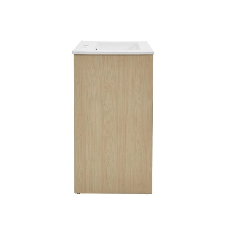 Swiss Madison Virage 24 in. Brown Oak Bathroom Vanity With White, 3-Hole Ceramic Sink Top