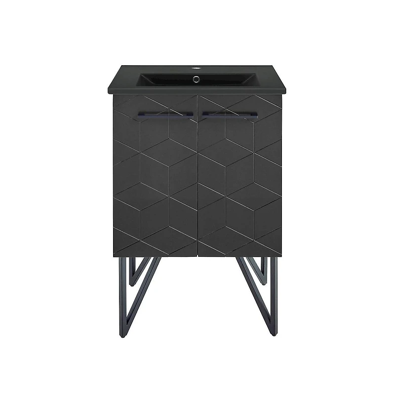 Swiss Madison Annecy 24 in. Phantom Black Bathroom Vanity With Black Ceramic Sink Top