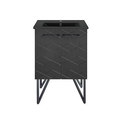 Swiss Madison Annecy 24 in. Phantom Black Bathroom Vanity With Black Ceramic Sink Top