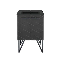 Swiss Madison Annecy 24 in. Phantom Black Bathroom Vanity With Black Ceramic Sink Top