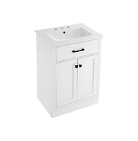 Swiss Madison Burdon 24" Freestanding Bathroom Vanity in White with 3-Hole Centerset Sink Top