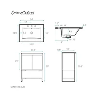 Swiss Madison Marseille 24 in. Gray Oak Bathroom Vanity With Black, 3-Hole Ceramic Sink Top