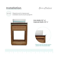 Swiss Madison24" Reclaimed Wood Vanity, Walnut, Slate Countertop and Single Hole Vessel Sink