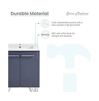 Annecy 24" Freestanding Bathroom Vanity in Purple with Sink Top