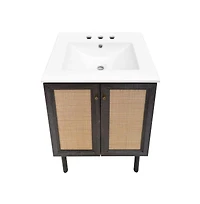 Swiss Madison 24" Freestanding Bathroom Vanity in Black Oak with 3-Hole Centerset Sink Top