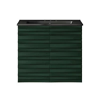 Swiss Madison 24" Wall-Mounted Bathroom Vanity in Green Oak, Black 3-Hole Centerset Sink Top