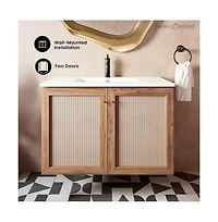 Swiss Madison Classe 36" Wall-Mounted Bathroom Vanity in Oak