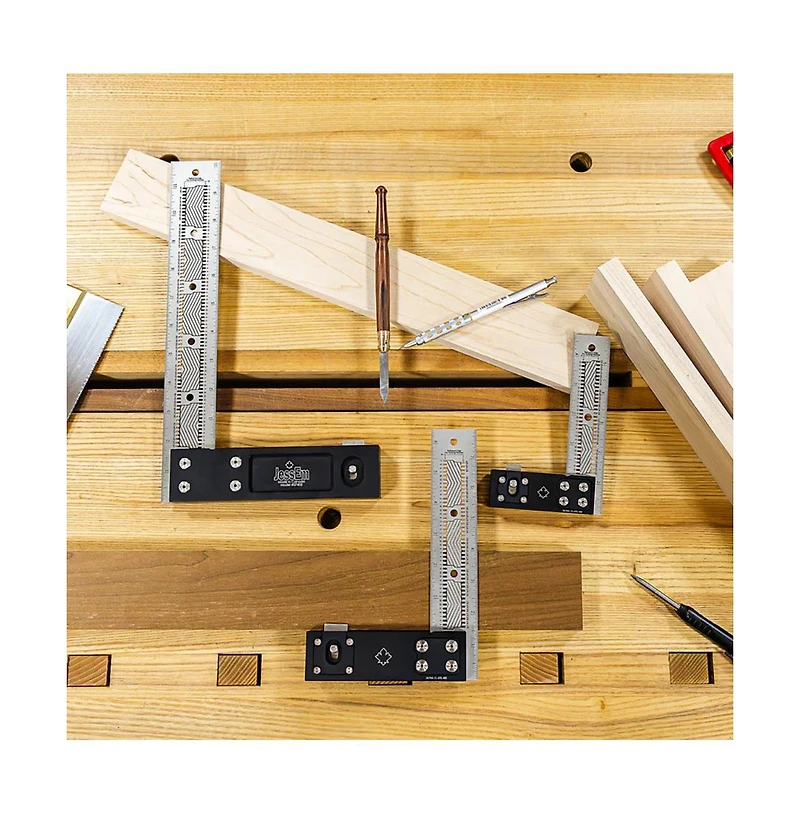 JessEm 07408 300mm Stainless Steel Precision Square Measuring Tool Ruler with Patented Flex Grip and Fade Resistant Markings - Metric