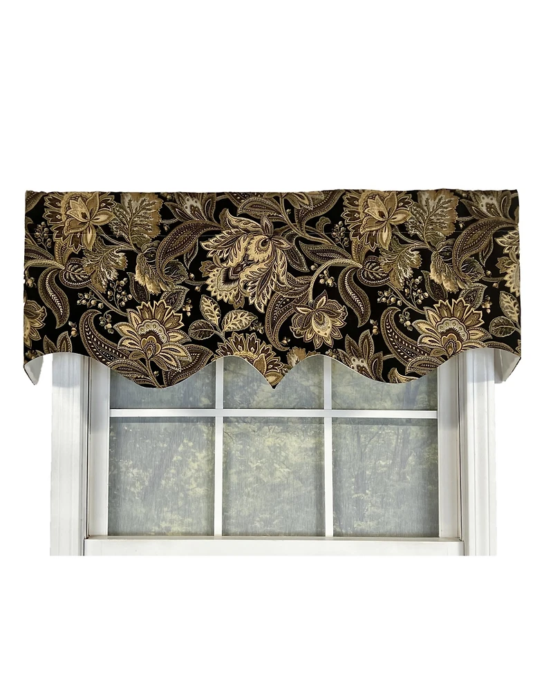 Rlf Home Valdosta Regal Style 3" Rod Pocket Valance 50" x 17" Black by Rlf Home