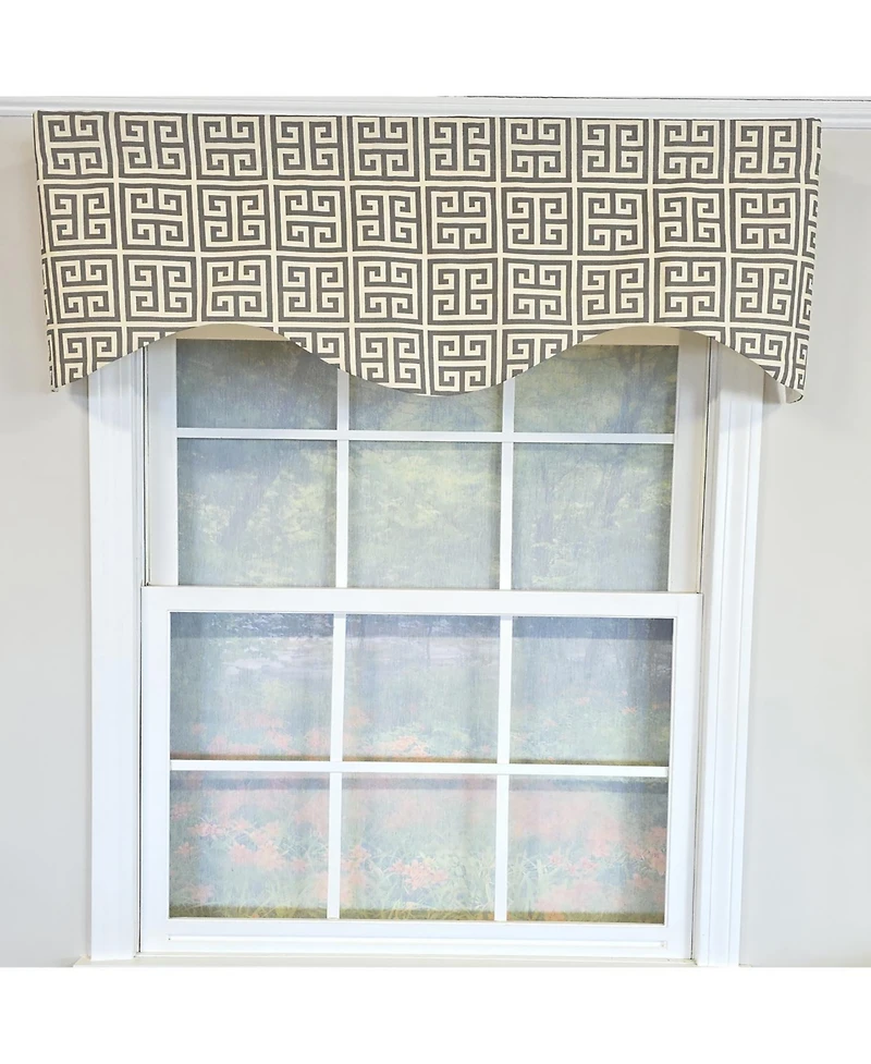 Rlf Home 100% Cotton Tower Cornice With Poly/Cotton Ivory lining Rod Pocket Valance 50" x 17" Beige
