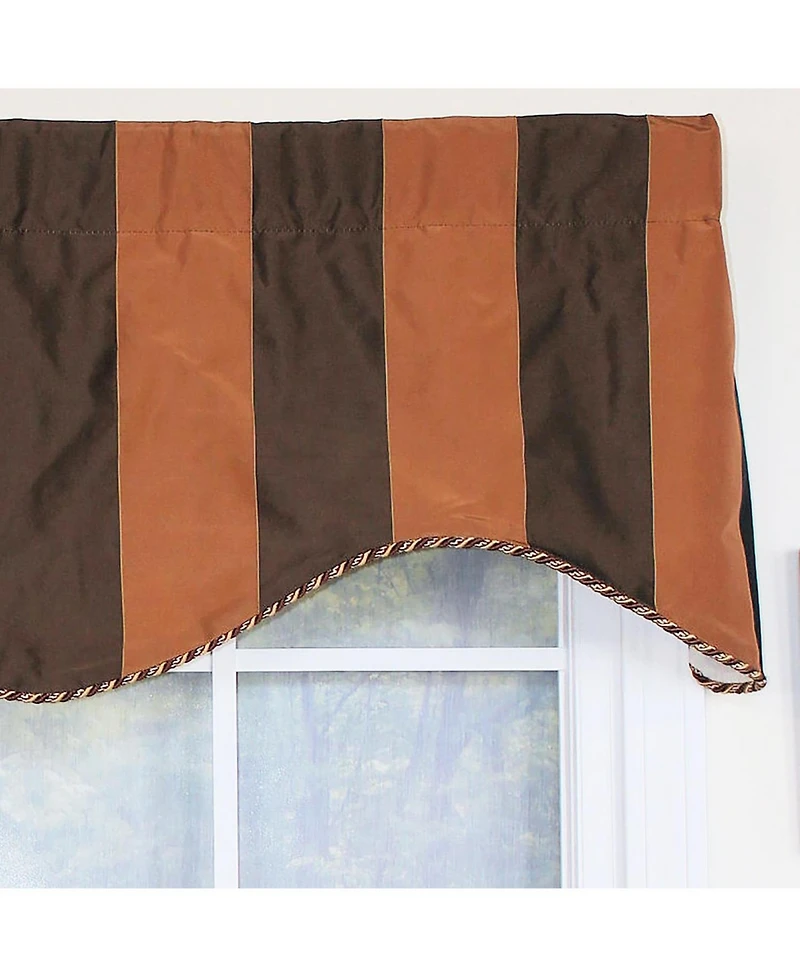 Rlf Home Pascal Corded Cornice 100% Cotton with Fully Lined 3" Rod Pocket Valnance for Windows 50" x 17" Chocolate