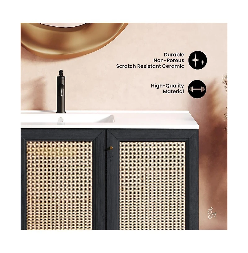 Classe 48" Wall-Mounted Bathroom Vanity in Black Oak