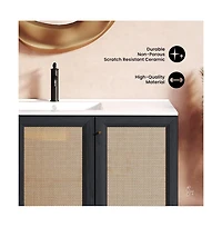 Classe 48" Wall-Mounted Bathroom Vanity in Black Oak