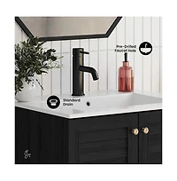 Swiss Madison Bron 24" Freestanding Bathroom Vanity in Black Oak with Sink Top