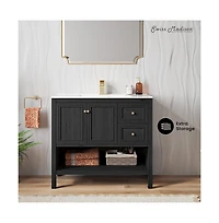 Chateau 36" Freestanding Bathroom Vanity in Black Oak with Sink Top