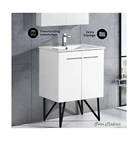 Swiss Madison Annecy 24"; Freestanding Bathroom Vanity in White with Sink Top