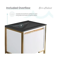 Swiss Madison Marseille 24 in. White Bathroom Vanity With Black Ceramic Sink Top