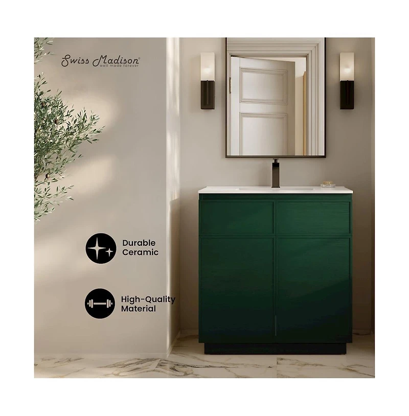 Swiss Madison St. Tropez 36" Freestanding Bathroom Vanity in Oak with Sink Top