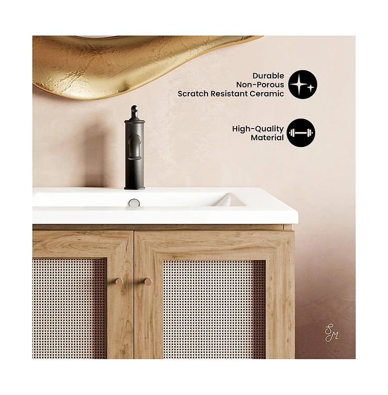 Classe 24" Freestanding Bathroom Vanity in Golden Oak with Sink Top