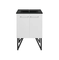 Swiss Madison Annecy 24 in. White Bathroom Vanity With Black Ceramic Sink Top