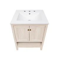 Swiss Madison24" Freestanding Bathroom Vanity in White Oak with 3-Hole Widespread Sink Top