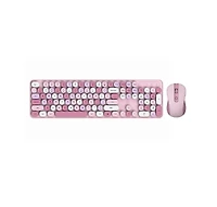 Women's Wireless Keyboard and Mouse Set - Office Typing Silent Design, Retro Cute Round Key Design, Battery Required, 2.4G Wireless Connection