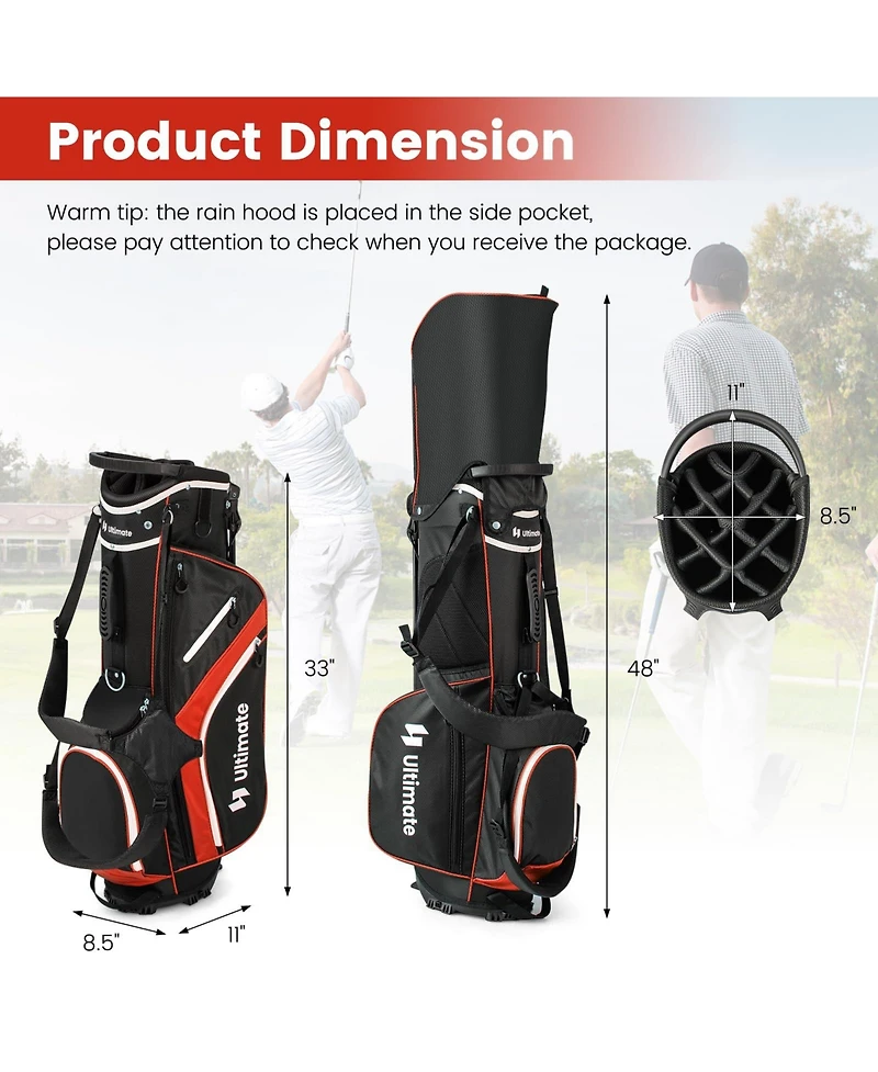 Lightweight Golf Stand Bag with 14 Way Top Dividers and 6 Pockets