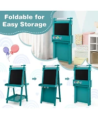 3-in-1 Double-sided Art Easel with Chalkboard and Magnetic Whiteboard