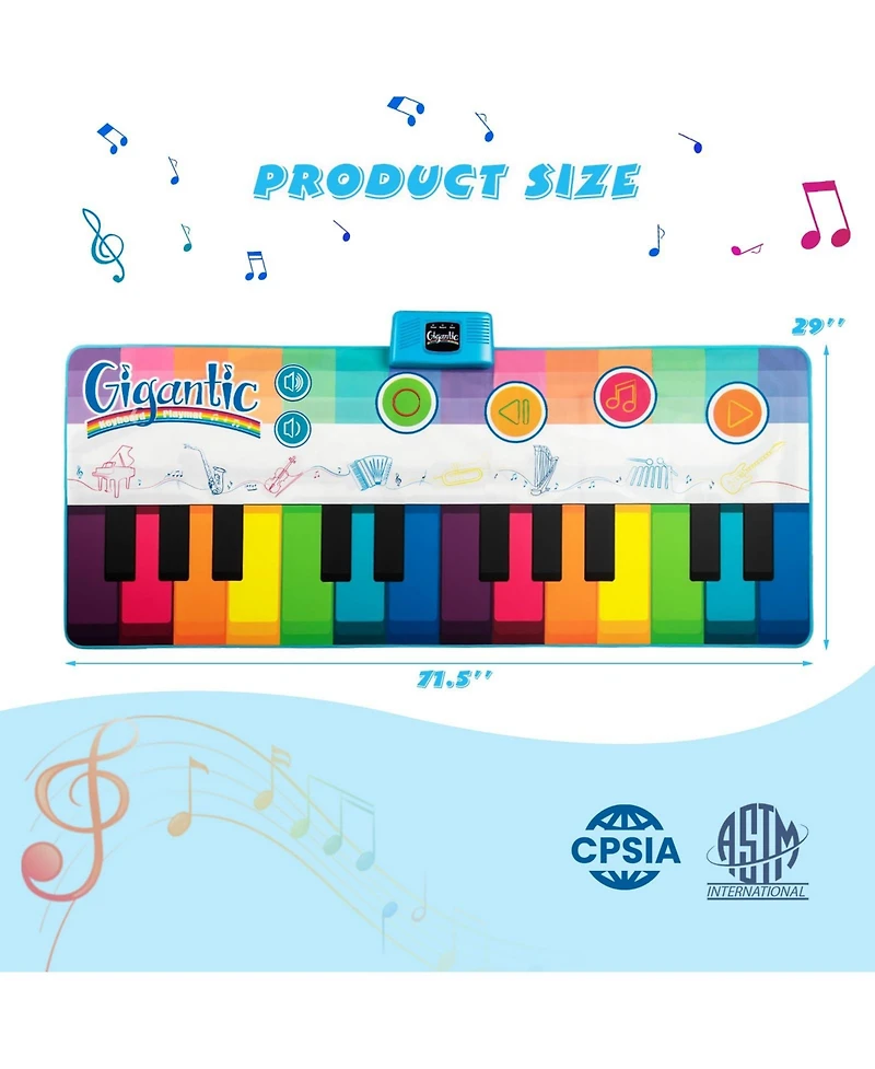 Mecale Floor Piano Dance Mat for Kids Musical Playmat with 8 Instrument Sounds