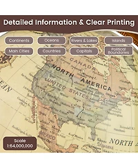 Mecale 8 Inch Illuminated World Globe Night Light up Globe Lamp with Wooden Stand and Hd Map